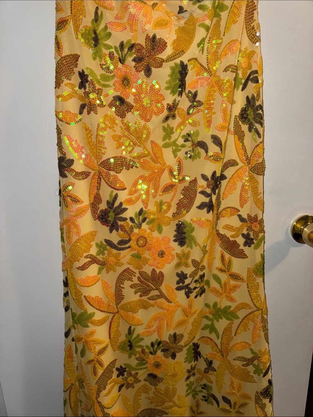 Lulus Glittering Icon Yellow Iridescent Sequin
Lace-Up Maxi Dress - Picture 5 of 6